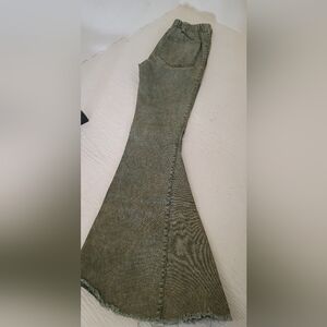 Newbury Kustom Olive Green Bell Bottom Jeans